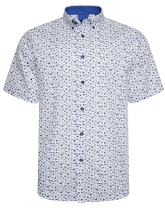 KAM Bird Print Shirt White